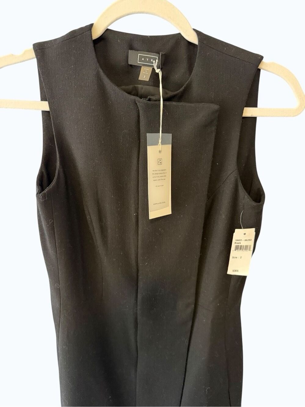 NWT AYR Black Wool Blend Asymmetric Zip Front Sheath Dress Size 2 MSRP $365 - Picture 5 of 9